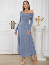 One Shoulder Long Sleeve Maxi Frill Bodycon Dress